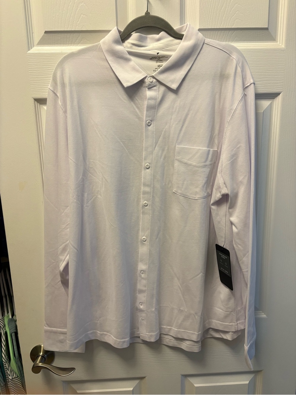 Fabletics Men's”The Dash” knit button down Long Sleeve Shirt
